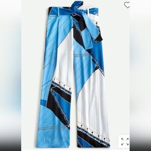J. Crew Blue and White Tie Waist Wide Leg Ankle Regatta Pants